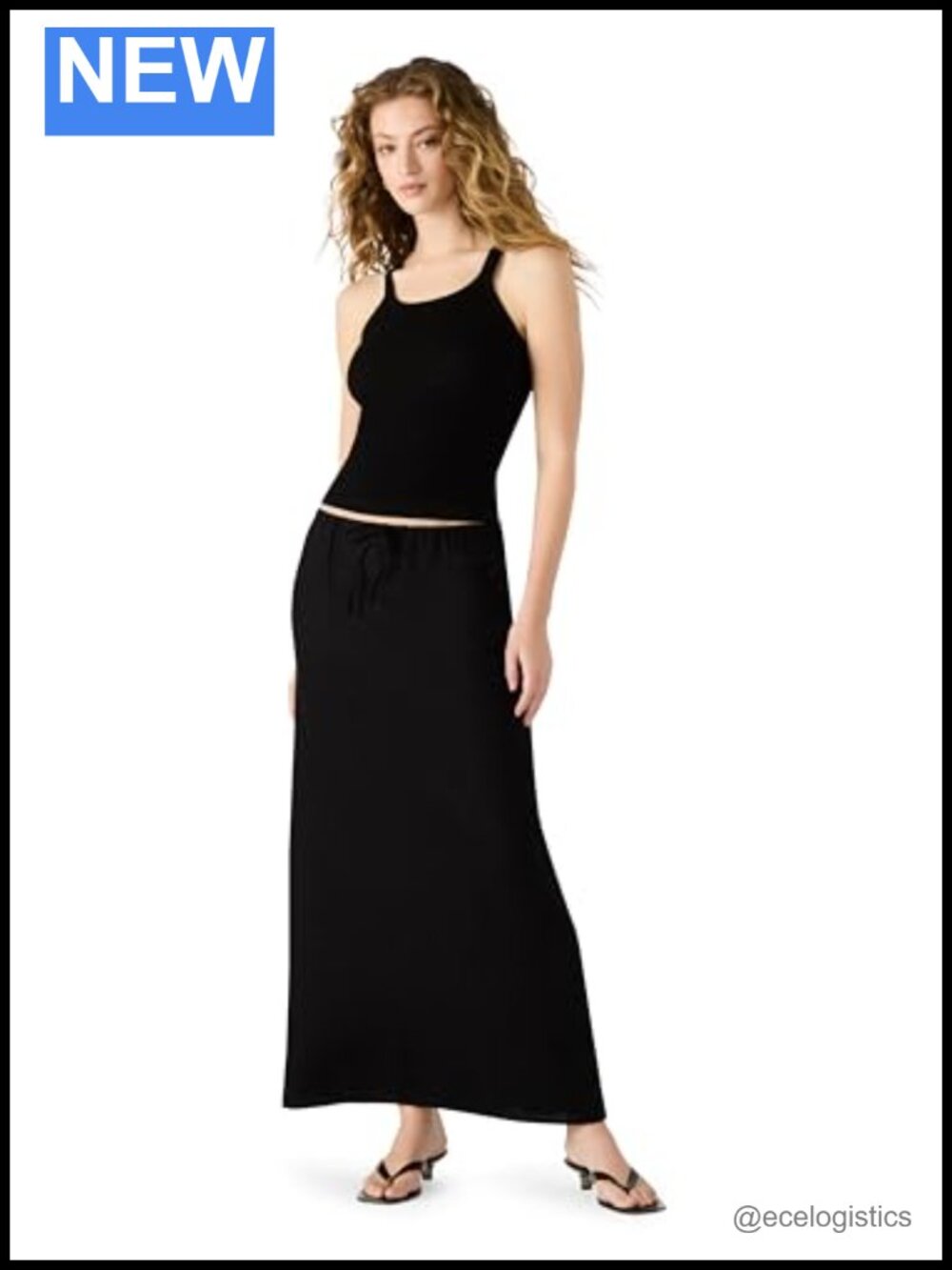 Midi Skirt High Rise Pull On Lightweight Polyester